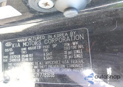 2015 Kia Sportage Lx from USA, damaged, VIN KNDPBCAC7F7781618